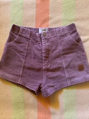 Of One Sea Corduroy High-Rise Shorts in Dusty Mauve